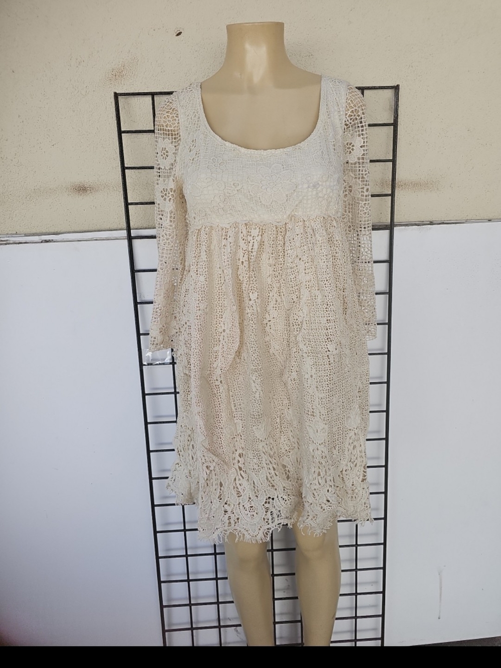 Soieblu Cream Crochet Mini Dress